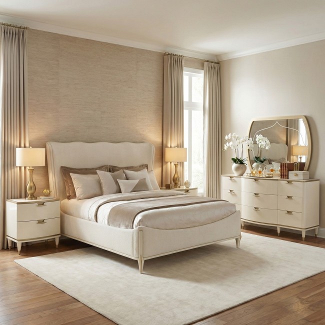 La Terrazza Creamy Pearl Upholstered Bedroom Set