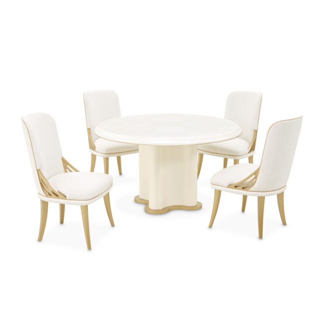 La Terrazza Creamy Pearl Round Dining Room Set