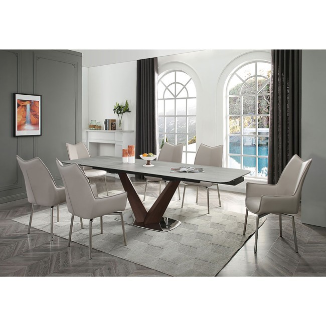 Extravaganza 9188 Dining Set w/ 1218 Grey Taupe Chairs