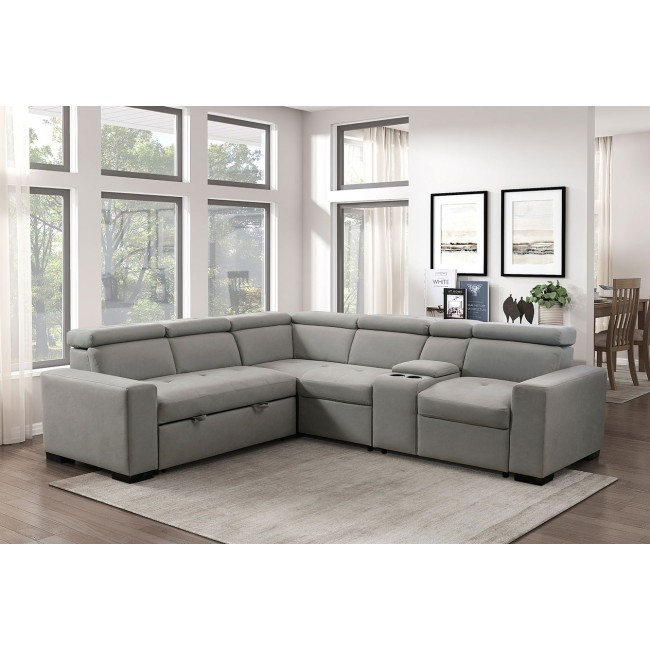 Sectional with pull up bed top