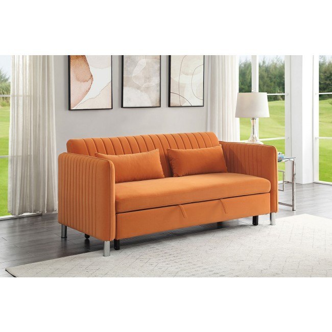 Greenway Convertible Studio Sofa W Pull Out Bed Orange Homelegance Furniture Cart