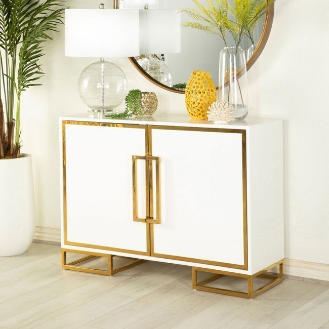 White And Gold Accent Cabinet Coaster Furniture Furniture Cart