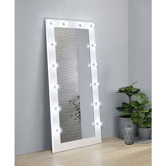Zayan Floor Mirror w/ LED Lights (White)