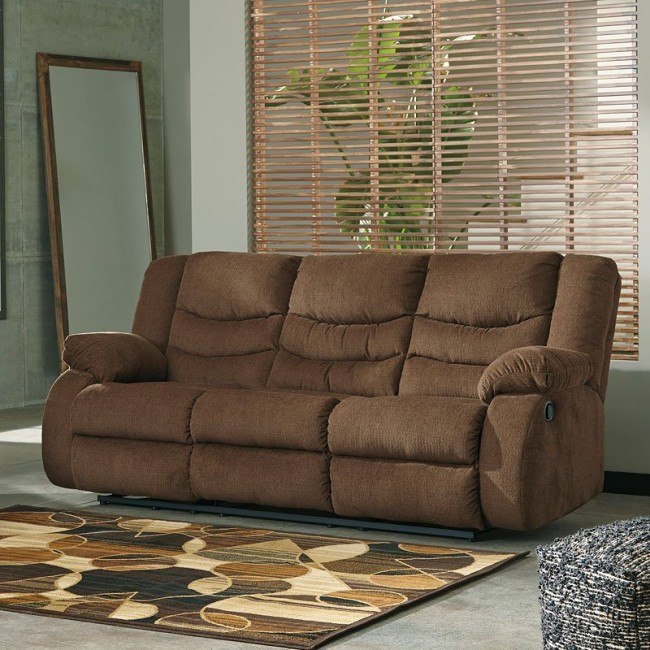 Chocolate reclining sales sofa