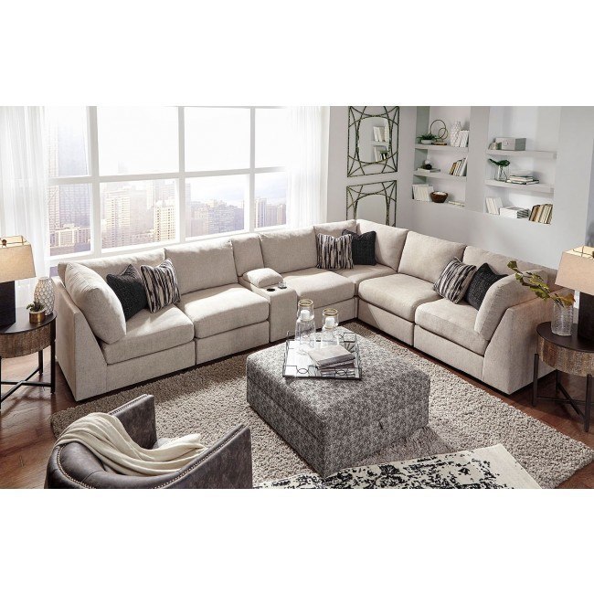 Kellway Bisque Modular Sectional Set Signature Design Furniture Cart