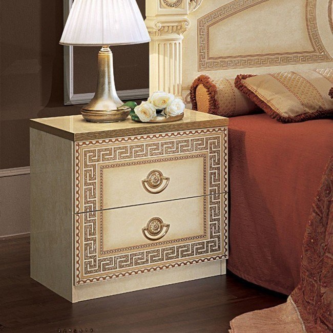 Aida Nightstand (Ivory and Gold)