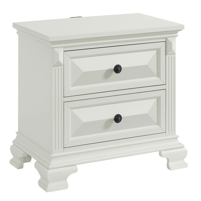 Bridgestone 2-Drawer Nightstand with USB (Antique White)