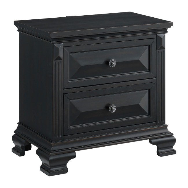 Bridgestone 2-Drawer Nightstand with USB (Black)