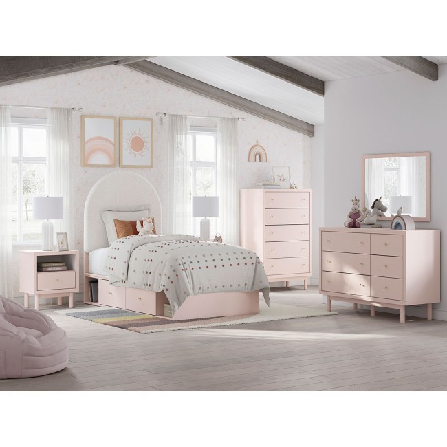 Wistenpine Youth Platform Bedroom Set w/ 2 Side Storage Bed