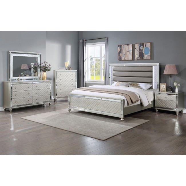 Cristian Champagne Tafted Bedroom Set