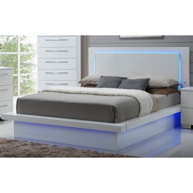 Sapphire high gloss white on sale laminate queen platform bed