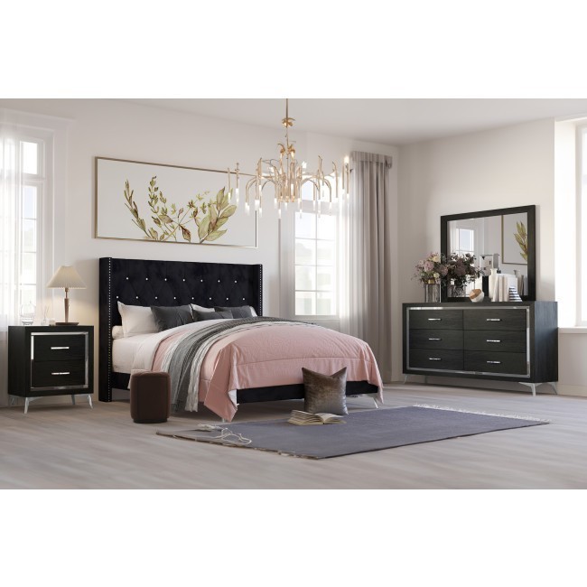 Huxley Upholstered Bedroom Set (Black)