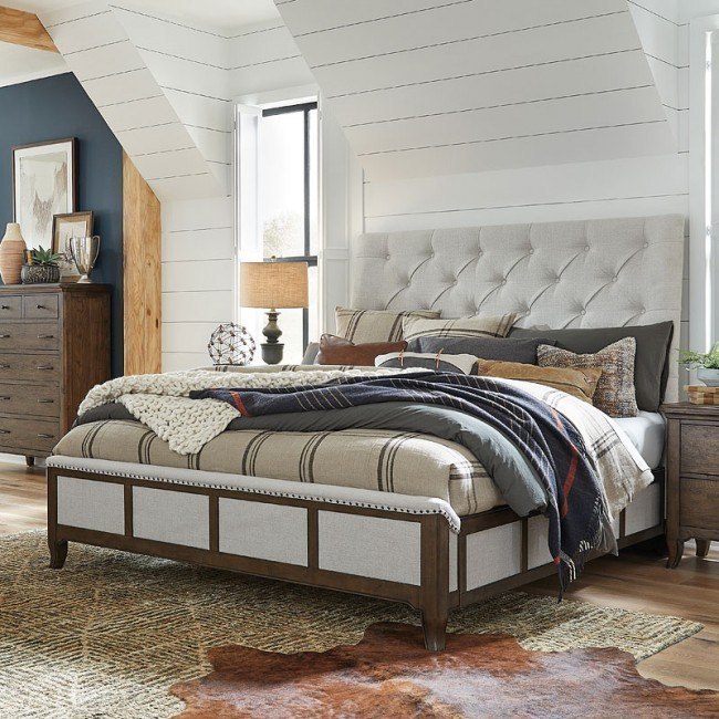 Eisner upholstered sleigh shop bed