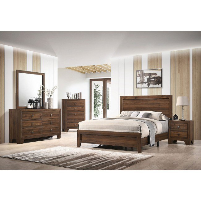 梵天様 エース Millie Panel Bedroom Set (Brown Cherry) Crown Mark Furniture