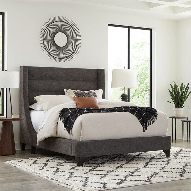 Charcoal grey best sale upholstered bed