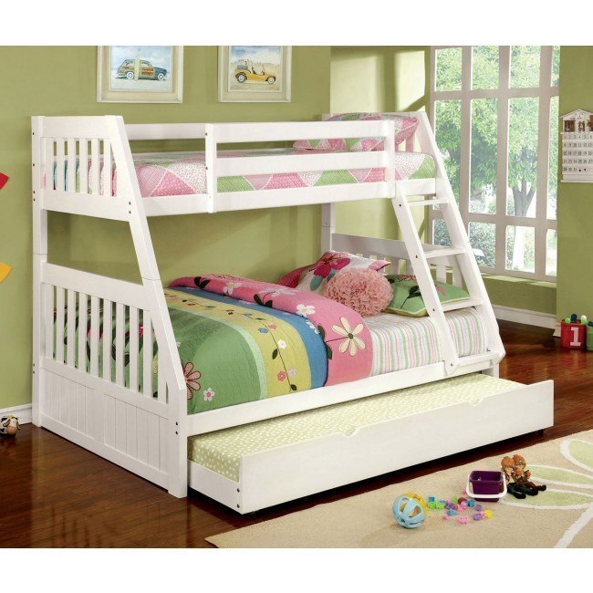 White bunk cheap bed set