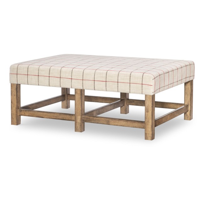 Vintage Market Barnwood Oak Upholstered Ottoman Cocktail Table