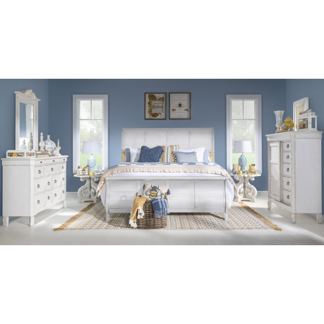 Vintage Market Picket Fence Sleigh Bedroom Set