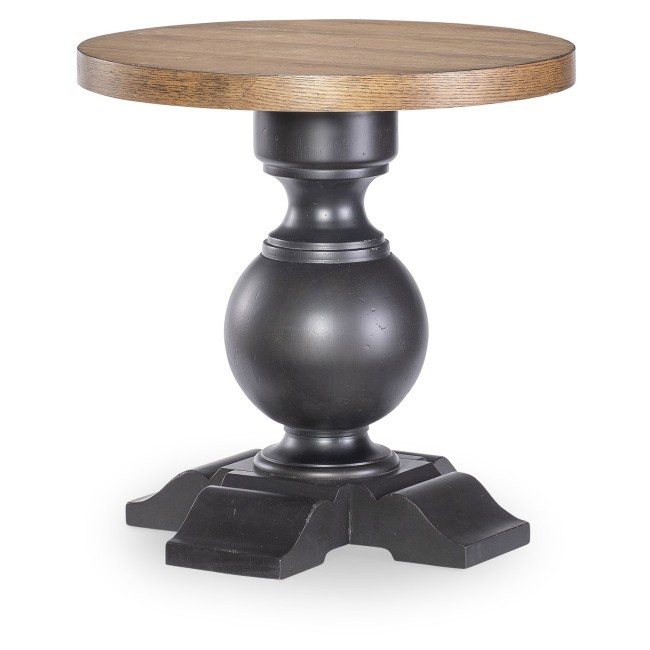 Vintage Market Kettle Black and Barnwood Oak Urn Base End Table