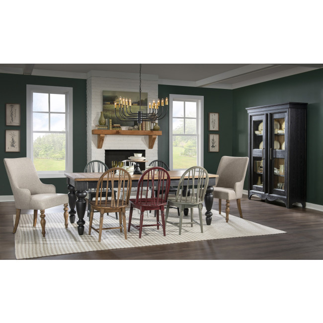 Vintage Market Kettle Black and Barnwood Oak Dining Room Set w/ Windsor Chair Choices