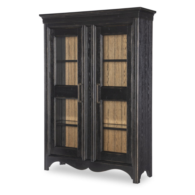 Vintage Market Kettle Black and Barnwood Oak Glass Front Display Cabinet