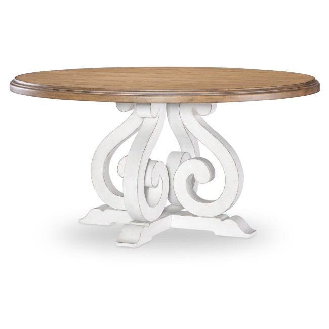 Vintage Market Picket Fence and Barnwood Oak Round Dining Table