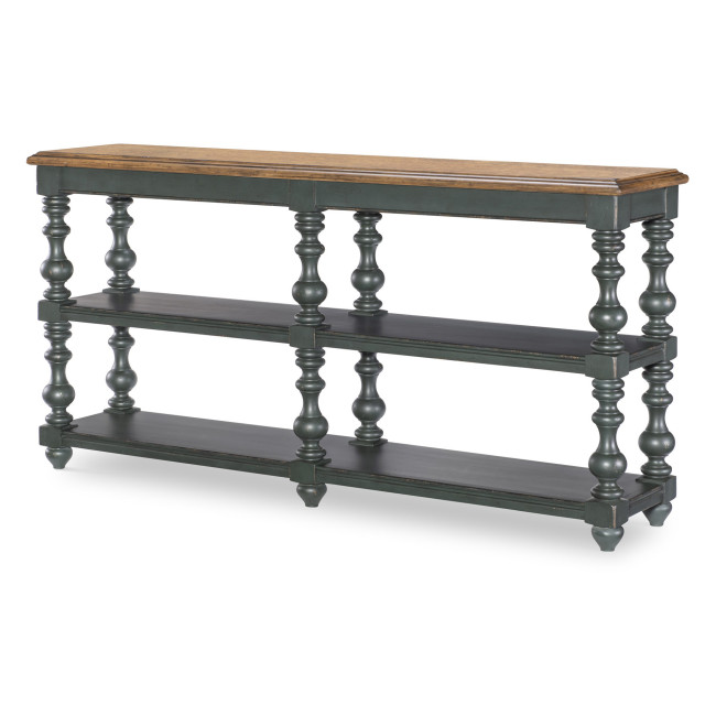 Vintage Market Mallard Green and Barnwood Oak Turned Bobbin Leg Console Table