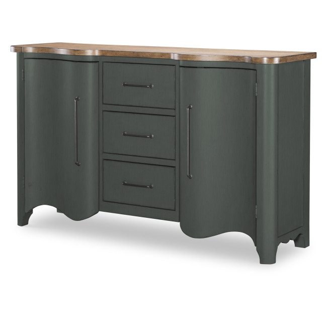 Vintage Market Mallard Green and Barnwood Oak Scalloped Door Chest