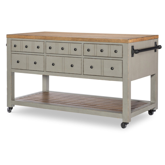 Vintage Market Northern Moss and Barnwood Oak Kitchen Island