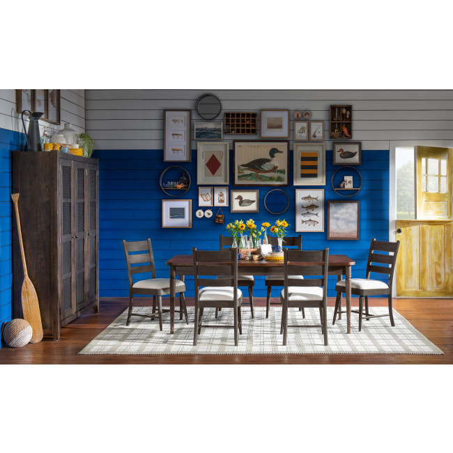 Lake House Pinecone and Dried Tobacco Dining Room Set w/ Dried Tobacco Ladder Back Chairs