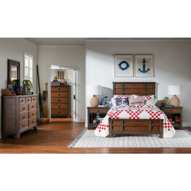 Lake House Pinecone and Dried Tobacco Youth Louvered Panel Bedroom Set