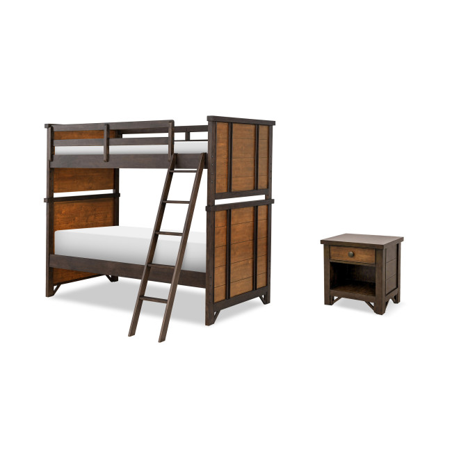 Lake House Pinecone and Dried Tobacco Bunk Bedroom Set