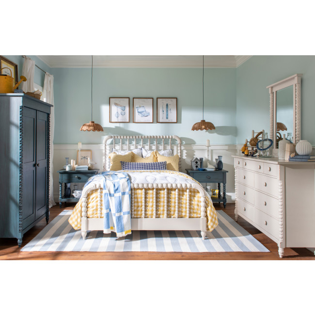 Lake House Sailcloth Youth Jenny Lind Bedroom Set w/ Sea Glass Casegoods