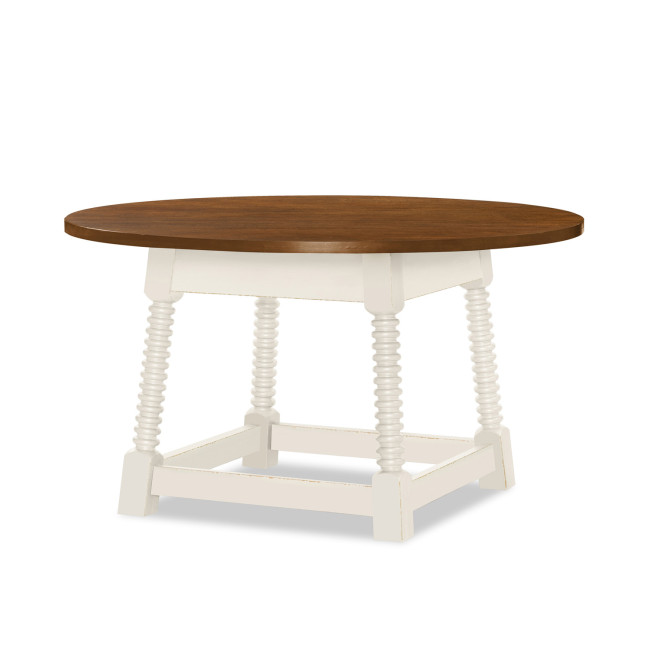 Lake House Sailcloth and Pinecone Round Dining Table