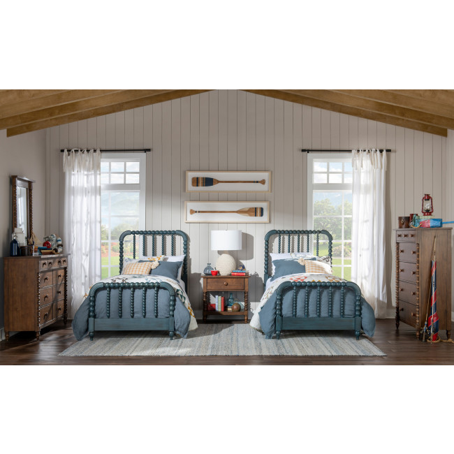 Lake House Sea Glass Youth Jenny Lind Bedroom Set w/ Pinecone Casegoods