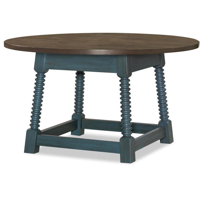 Lake House Sea Glass and Dried Tobacco Round Dining Table