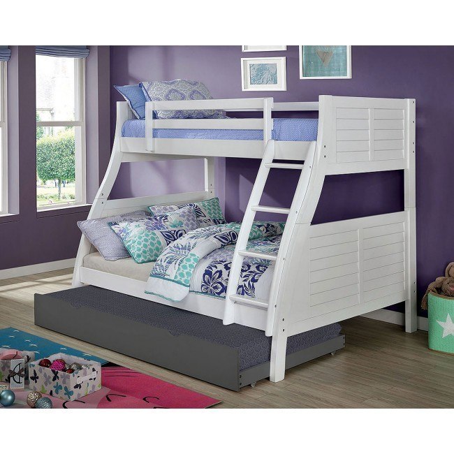 White bunk bed 2025 twin over full