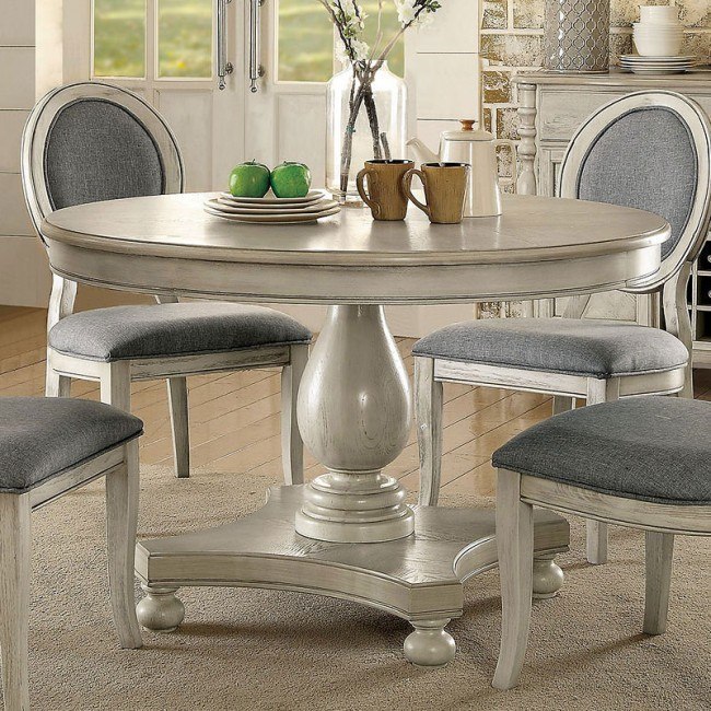 White round dining table with chairs sales