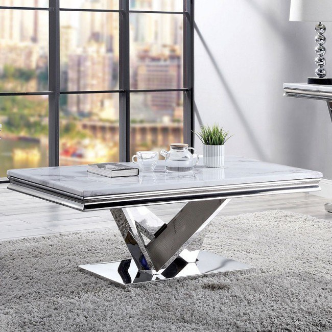 Grey and chrome coffee table discount