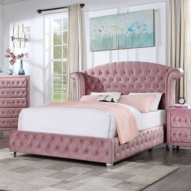 Pink upholstered headboard queen sale