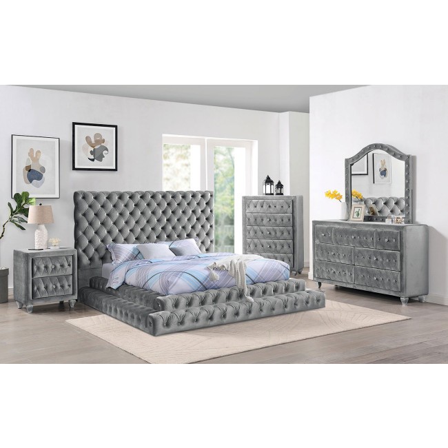 Stefania Gray Upholstered Bedroom Set