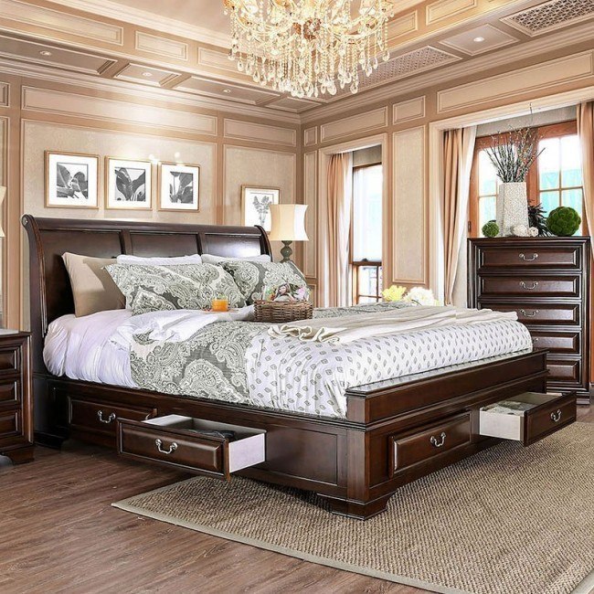 Brandt Storage Bed (Brown Cherry)