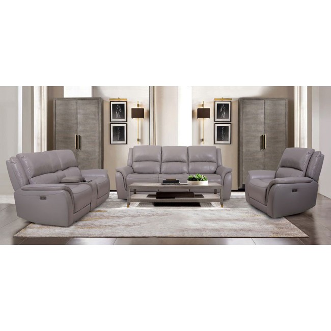 Gorgius Power Reclining Living Room Set (Light Gray)