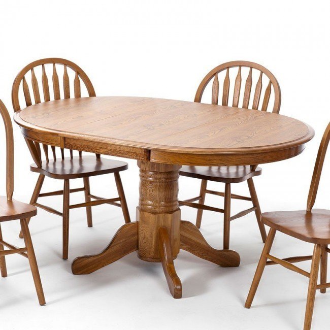 Round oak dining hotsell table and 4 chairs