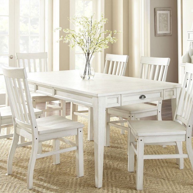 White rectangle kitchen table and deals chairs