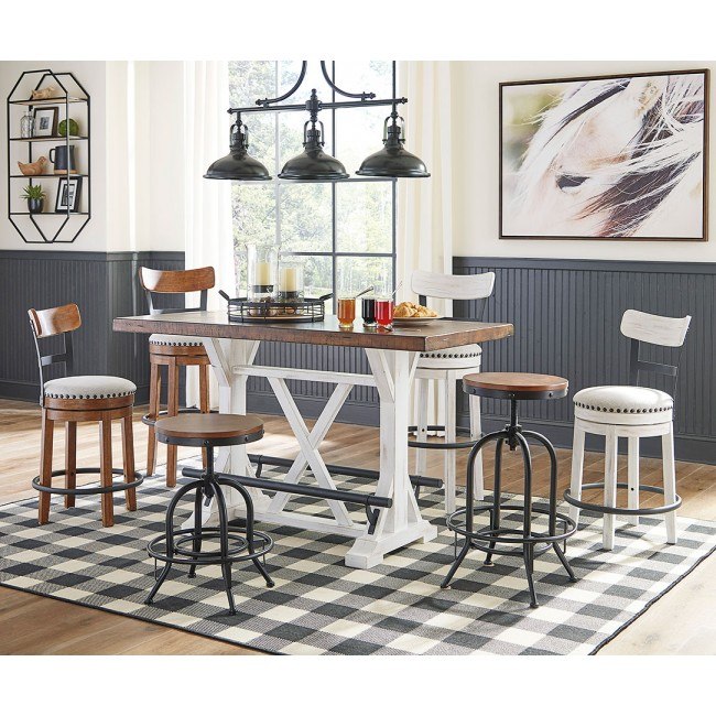 Ashley furniture valebeck wood counter height dining table in white and deals brown