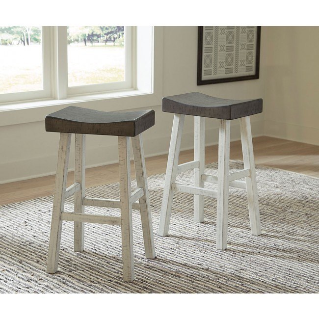 Glosco Antique White and Brown Tall Stool Set of 2