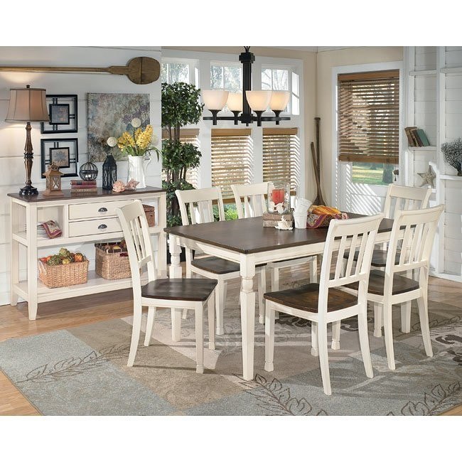 White and brown dining room set sale