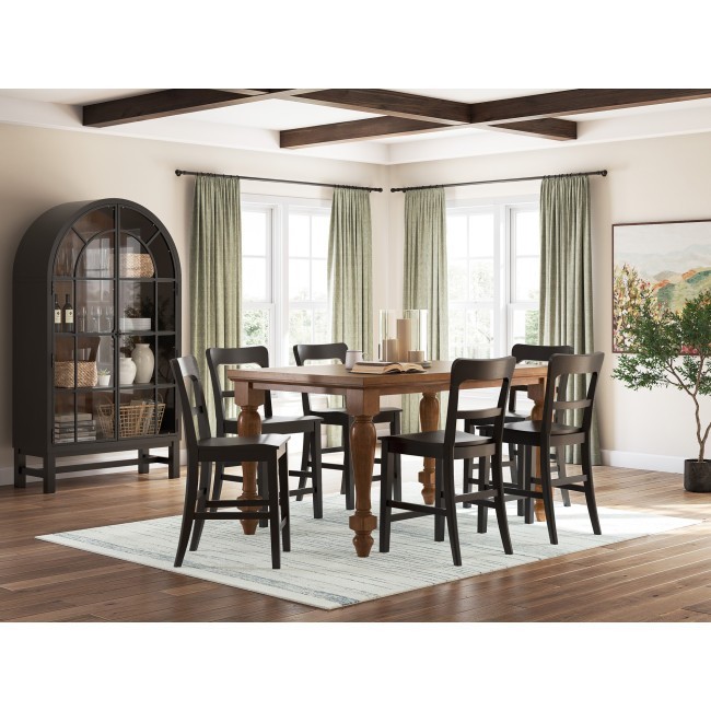 Basinger Counter Height Dining Room Set w/ Black Chairs