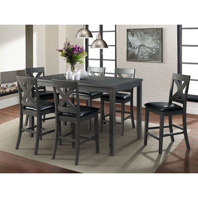 7 piece counter height deals dining set grey